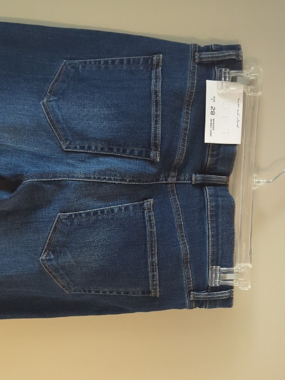 NWT- LOFT Dark Blue Modern Skinny Cropped Jeans with Laser-Cut Ankle - NWT - Picture 4 of 10